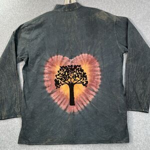 Kathmandu Imports Henley Tunic Heart Tree Shirt Men’s Size Large Dyed